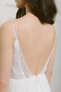 Lavictoire Rye wedding dress open back with straps and lace insert