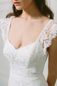 Lavictoire Solange wedding dress front lace bodice and straps