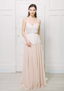 Lavictoire Thetis top wedding dress front lace with light nude Thetis skirt