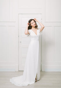 Lavictoire Union wedding dress front and side short sleeve